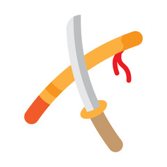 Katana Sword Vector Flat Icon Design