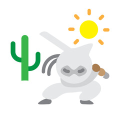Desert Ninja Vector Flat Icon Design
