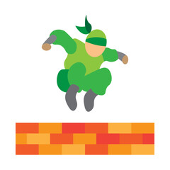 Ninja Wall Jump Vector Flat Icon Design
