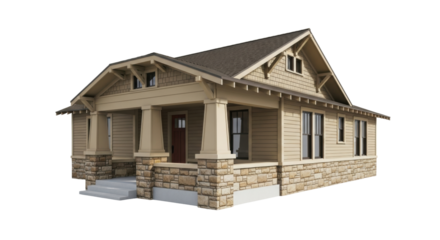 Isolated Craftsman style house front elevation exterior architecture home design facade