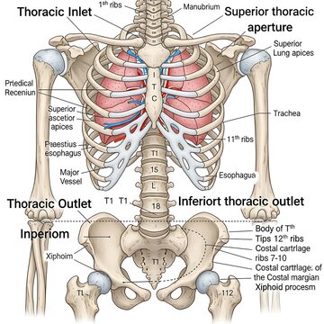 Anatomical Illustration of the Human Thorax and Pelvis