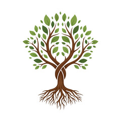 Fototapeta premium Interwoven Roots Forming Heart with Braided Branches Symbolizing Connection