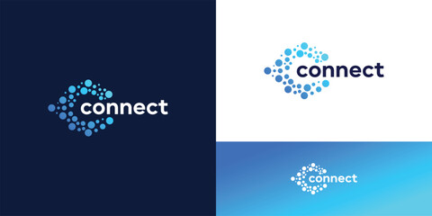 logo design abstract connection digital technology icon vector illustration