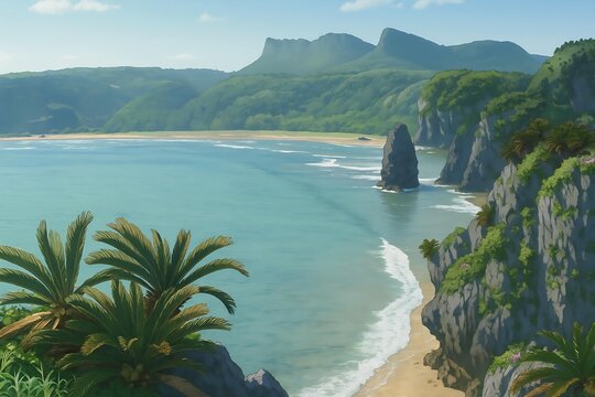 Japanese landscape, wallpaper 2000s Anime style