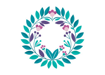 circle wreath logo silhouette vector, circle with leaves silhouette vector illustration, wreath silhouette vector logo, circle botanical wreath logo silhouettes vector on white background