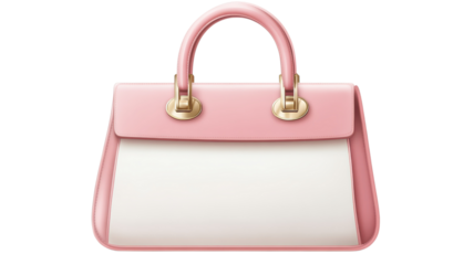 Stylish pink handbag with a white front displayed against a simple background and suitable for casual outings and formal events.