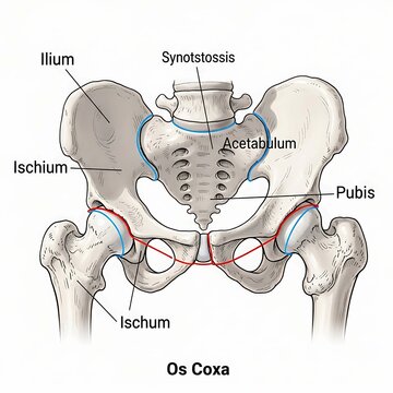 Labeled Diagram of the Human Pelvis Os Coxa anatomy