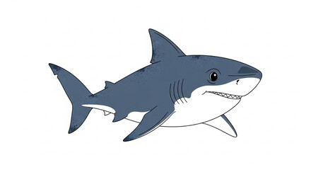 Fototapeta premium Intriguing shark illustration with a playful smile, perfect for ocean-themed designs or educational materials, bringing a touch of the sea to your project