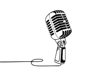 Vintage microphone broadcasting a powerful message, a classic design for podcasting audio