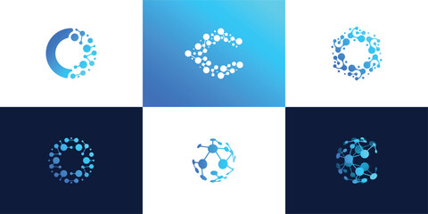 technology connection  icon set vector  logo design