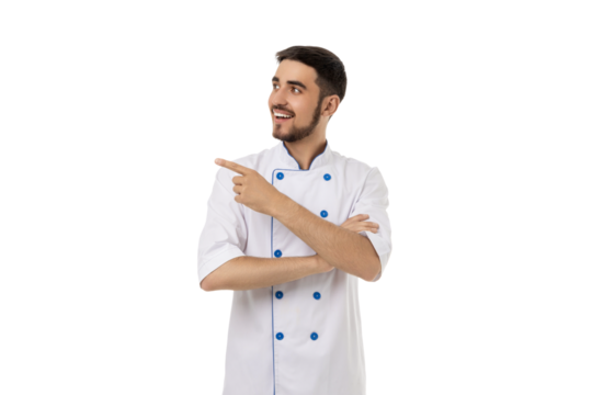 Chef exudes positivity in the kitchen, isolated on white, PNG - Powered by Adobe