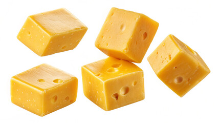 Yellow Cheese Cubes PNG &ndash; Diced Cheddar Transparent Background Food Clipart