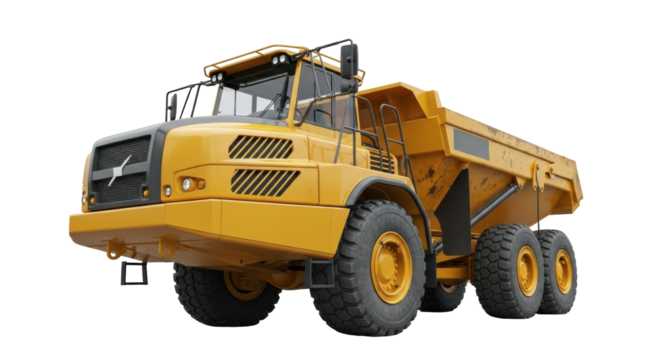 Isolated Articulated Dump Truck hauling equipment for mining and construction use on-site