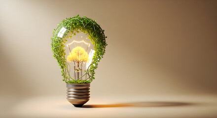 Explore sustainable energy solutions with this striking lightbulb intertwined with vibrant green foliage, symbolizing growth and innovation for environmental awareness campaigns