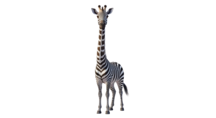 Zebra Giraffe Hybrid Animal isolated PNG with Transparent Background