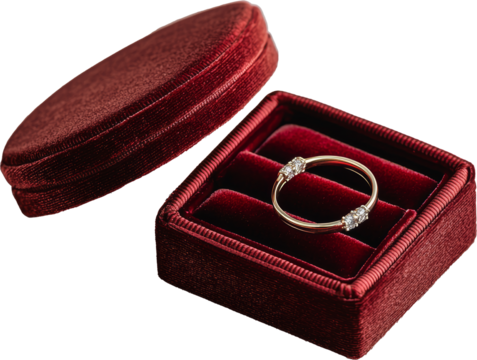 diamond ring in red velvet box - Powered by Adobe
