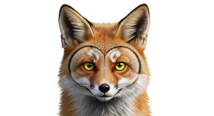 Fototapeta premium Fox portrait with heart shapes around eyes isolated PNG with Transparent Background