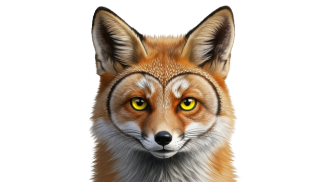 Fox portrait with heart shapes around eyes isolated PNG with Transparent Background - Powered by Adobe