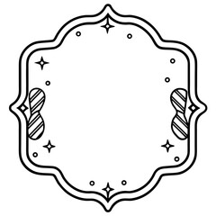 Decorative outlined frame design with stars circles and striped elements illustration