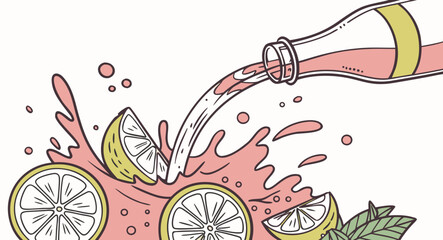 Fototapeta premium Freshly squeezed lemonade with splashing and lemons