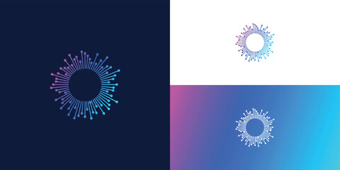 digital technology network, global connection solution, logo design template.