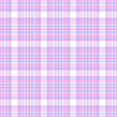 Pastel pink and purple gingham plaid tartan pattern. Seamless diagonal checkered textile background for fabric, wallpaper, wrapping paper, and graphic design.