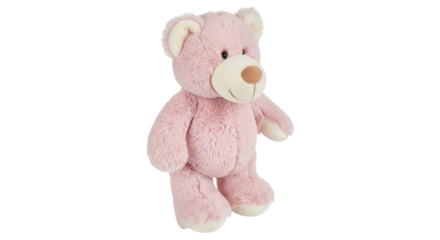 Isolated Soft pink teddy bear stands up on two legs for children’s toys concept