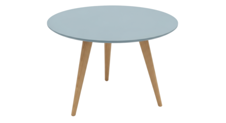 Isolated Modern Round End Table with Wooden Legs for Living Room Furniture Design Element