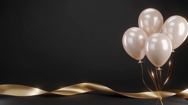 Elegant Group of Soft Pink Balloons with Satin Ribbon on Dark Background for Celebration and Party Themes