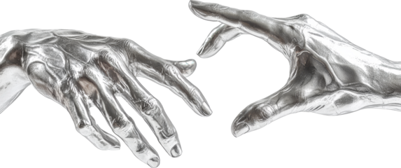 silver hand,hand made from silver,concept of future,matalic material,future abstract hand of the technology 
