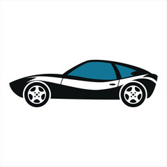 Sleek Black and White Sports Car Illustration