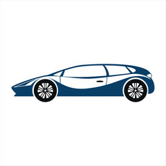 Sleek Blue and White Sports Car Silhouette, a Modern Automotive Design