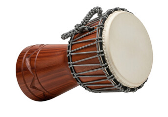 Isolated hand drum, djembe or jembe musical instrument with rope accents, musical culture, percussion © Joao