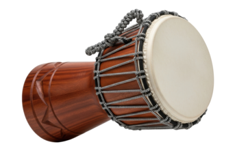 Isolated hand drum, djembe or jembe musical instrument with rope accents, musical culture, percussion