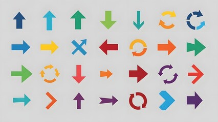 Colorful arrow collection for directional guidance and navigation design elements