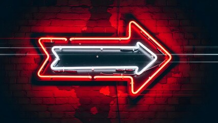 Glowing neon arrow sign pointing right on a dark textured background