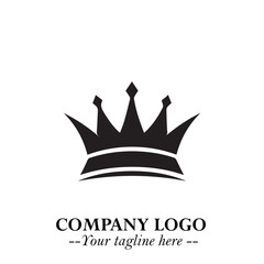 Obraz premium Elegant Black Crown Logo Symbol on a Clean White Background for Premium Branding Design