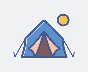 Simple Hand Drawn Vector Camping Tent Icon Illustration