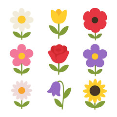 set seamless pattern with flowers