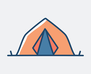 Simple Hand Drawn Vector Camping Tent Icon Illustration