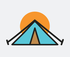 Simple Hand Drawn Vector Camping Tent Icon Illustration