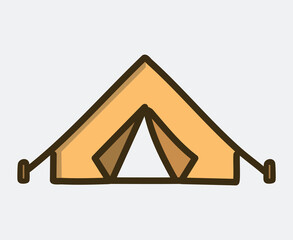 Simple Hand Drawn Vector Camping Tent Icon Illustration