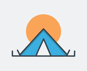 Simple Hand Drawn Vector Camping Tent Icon Illustration