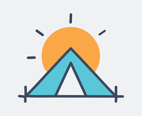 Simple Hand Drawn Vector Camping Tent Icon Illustration