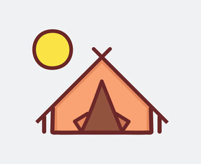 Simple Hand Drawn Vector Camping Tent Icon Illustration