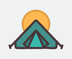 Simple Hand Drawn Vector Camping Tent Icon Illustration