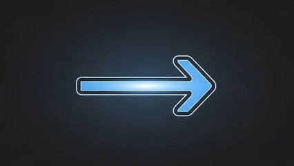 Glowing blue arrow pointing right on dark background for navigation and direction