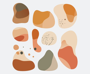 Modern Abstract Organic Shapes Vector Set with Earthy Boho Textures and Fluid Forms