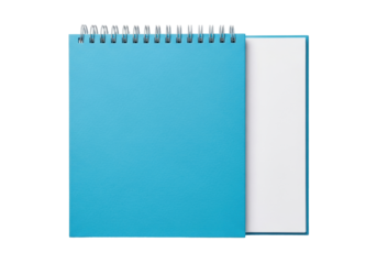 Isolated turquoise spiral bound notebook ready to be used as a planning tool or for ideas