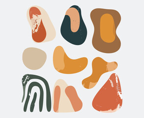 Modern Abstract Organic Shapes Vector Set with Earthy Boho Textures and Fluid Forms